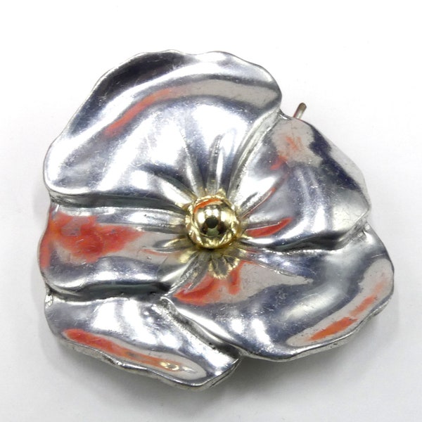 Vintage two tone pansy flower clip pin