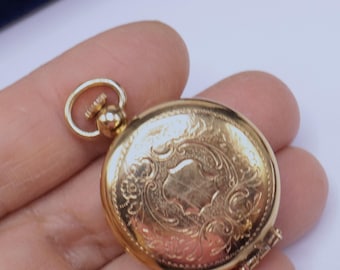 Vintage gold tone Crawford 17 Jewels lady pendant packetwatch