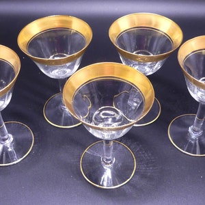 Vintage 5 gold trim encrusted 2 low wine glasses