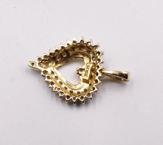 Vintage 14k gold & mini diamonds  heart pendant - image 4