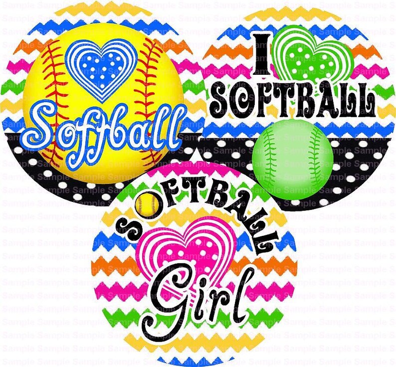Softball Chevron Bottle Cap Images 4x6 Bottlecap Collage Etsy