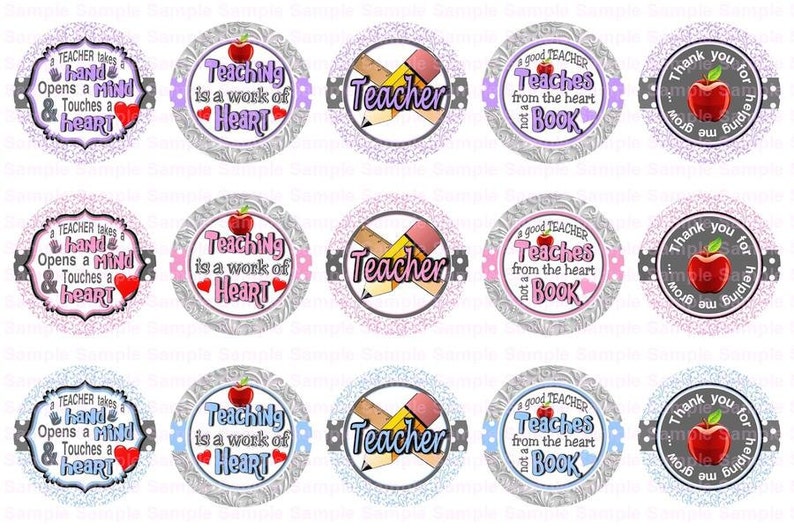 Teacher 5 Bottle Cap Images 4x6 Bottlecap Collage | Etsy