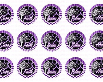 Purple Awareness  Bottle Cap Images 4x6 Bottlecap Collage Scrapbooking Jewelry Hairbow Center