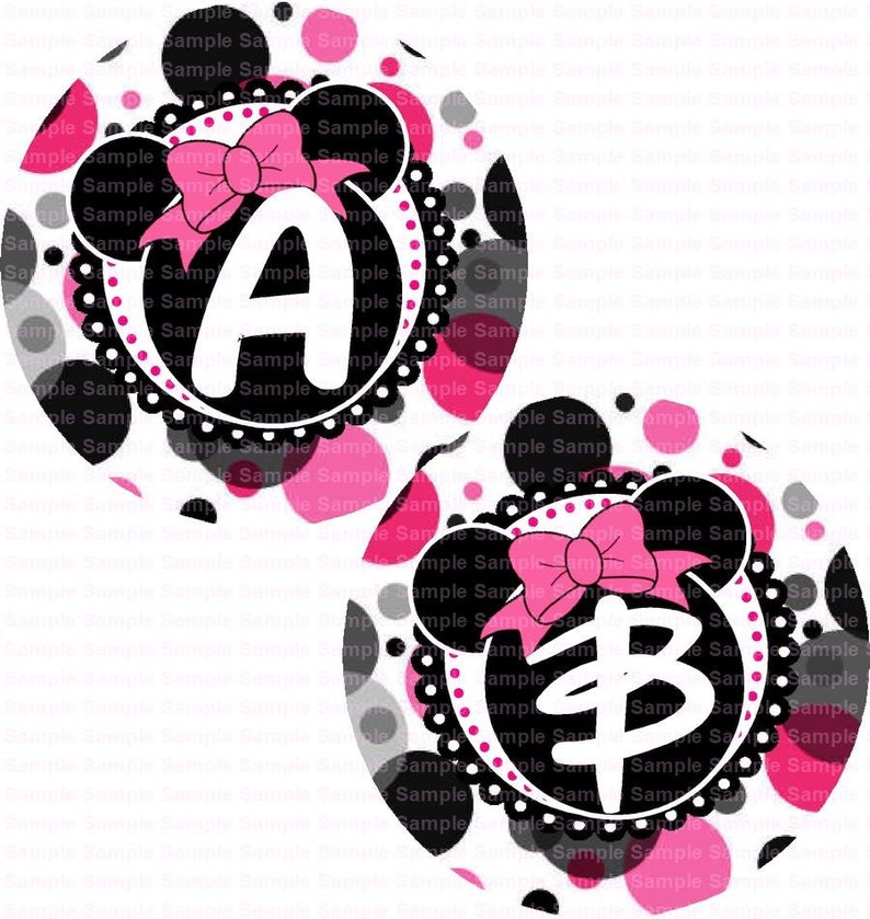 alphabet minnie mouse pink polka dot bottle cap images 4x6