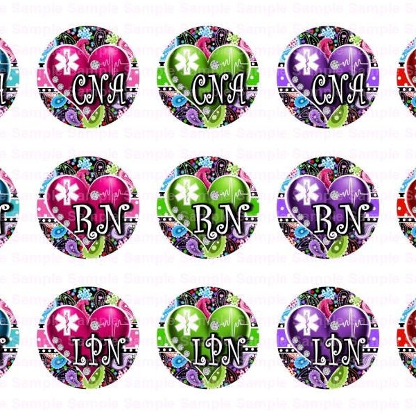 Nurse Flowers Paisley Dots Bottle Cap Images 4x6 Bottlecap Collage Scrapbooking Jewelry Hairbow Center