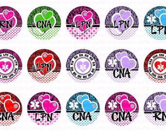 RN CNA LPN Damask Bottle Cap Images 4x6 Bottlecap Collage Scrapbooking Jewelry Hairbow Center