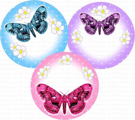 Editable Butterflys 3 Bottle Cap Images 4x6 Bottlecap Etsy