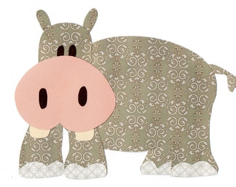 Applikation Vorlage Zoo Tiere Nilpferd