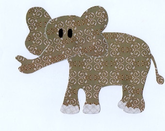 Jungle Safari, Zoo Animal, Elephant Applique Template for quilting, children, clothing