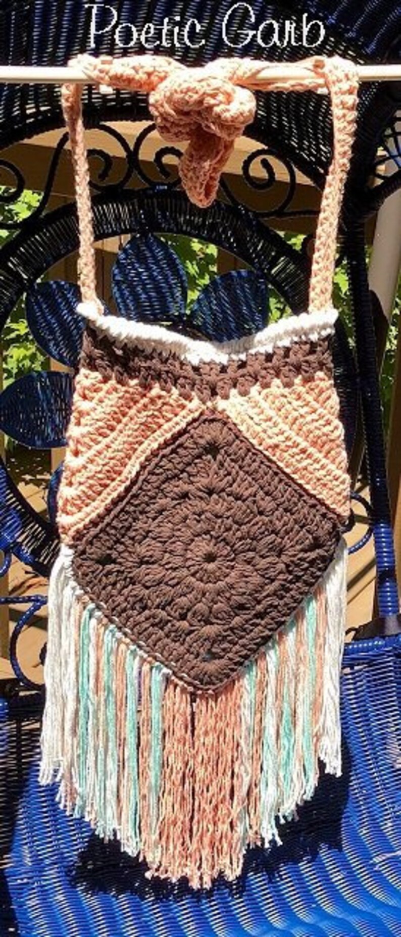 Beachy BOHO Crossbody Bag .. Crochet 100/% Cotton