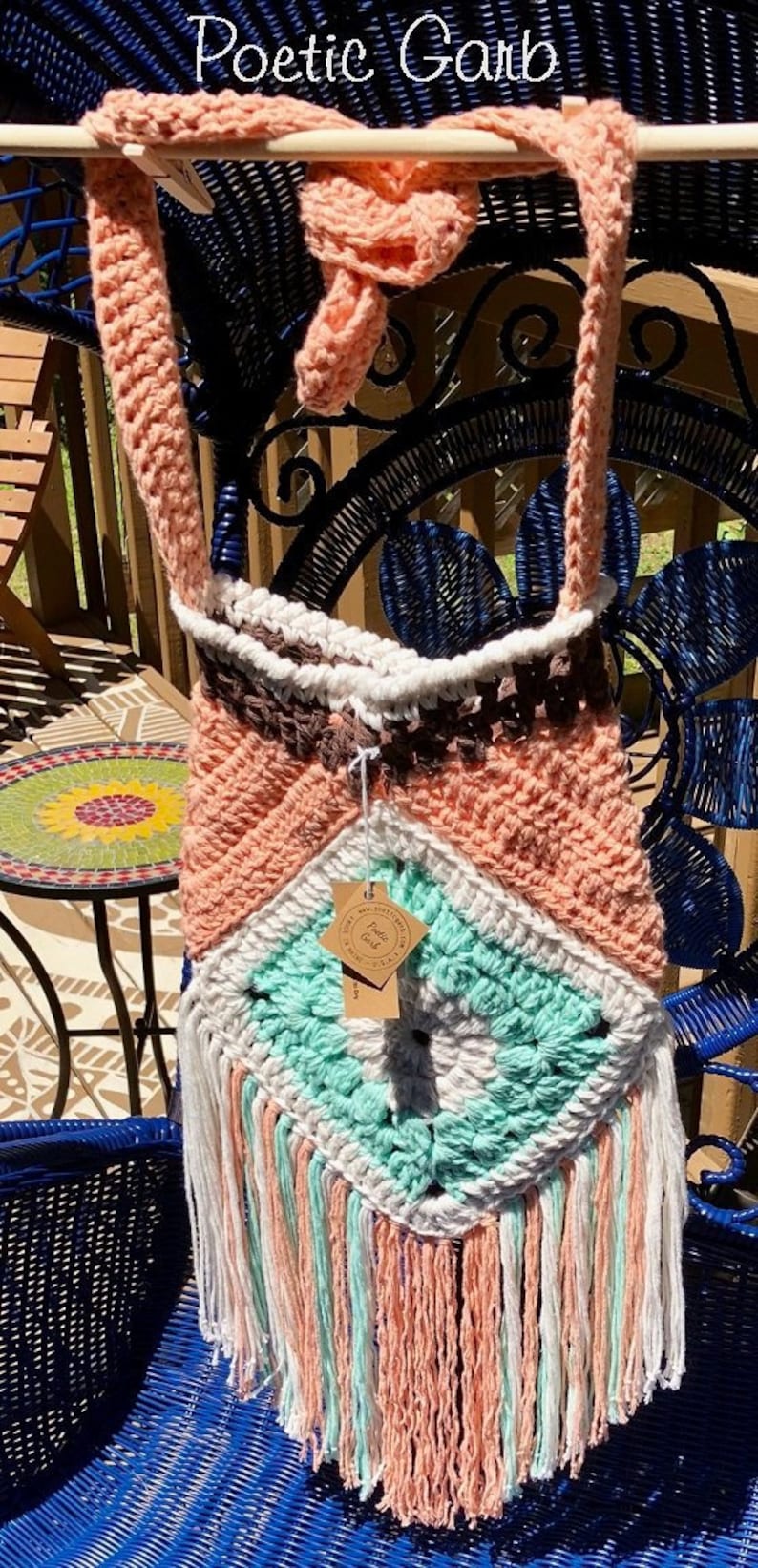Beachy BOHO Crossbody Bag .. Crochet 100/% Cotton