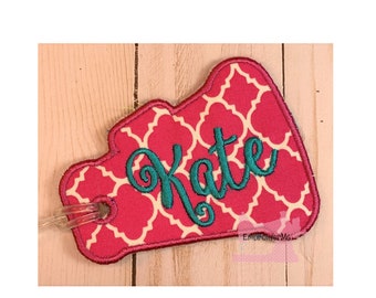 Custom Personalized Embroidered Fabric Cheer Megaphone Bag Tag