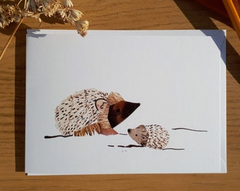 Hedgehog and Hoglet Greetings Card with Envelope  Blank Inside