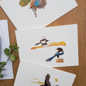 Jay, Magpie, Crow Greetings Card Set of 3 with Envelopes, print of paper collage