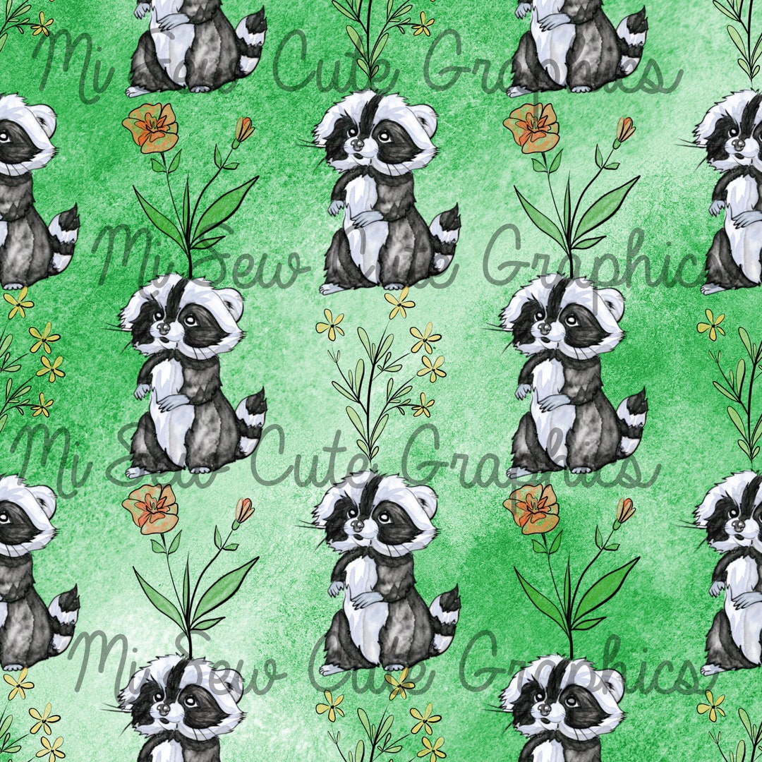 Spring Raccoon Pattern Watercolor Raccoon Seamless Pattern, Fabric Design (digital Design) - Etsy