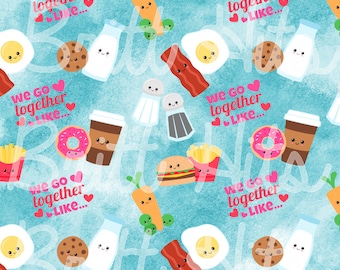 Seamless Food BFF Pattern, Kawaii Digital Print (Digital Download)