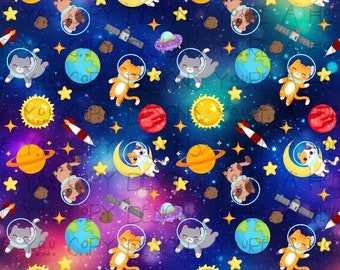 Seamless Space Cats Digital Pattern (Digital Download)