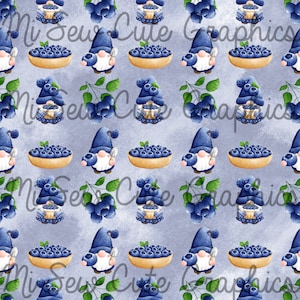 Seamless Blueberry Gnome Pattern, Gnome Pattern, Blueberry Gnomes Seamless Image, Seamless Food Image, Instant Download,