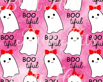 Ghost Halloween Pattern, Pink Kawaii Ghosts (Digital Download