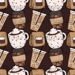 Seamless Coffee Pattern, Coffee Pattern, Coffee Seamless Image, Seamless Food Image, Instant Download,