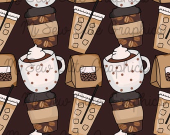 Coffee Seamless Pattern, Food Fabric Print (Digital Download)