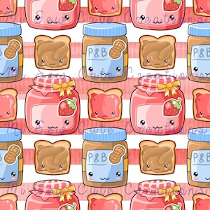 Seamless PB&J File, Seamless Strawberry PBj, Strawberry Peanut Butter and Jelly, Instant Download