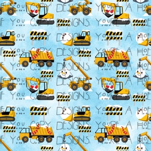 Seamless Christmas Construction Pattern, Seamless Christmas Truck Pattern, Christmas Pattern, Construction Trucks, Seamless