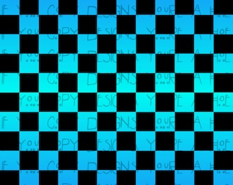 Blue Ombre Checkers Seamless Pattern, Ombre Design (Digital Download)