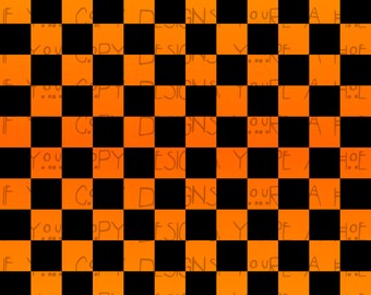 Orange Ombre Black Checkers Seamless Pattern, Ombre Design (Digital Download)