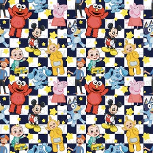 Toddler Shows Seamless Pattern, Preschool Favorites (Digital Design)