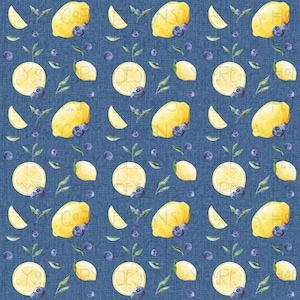 Seamless Blueberry Lemon Pattern, Seamless Lemon Pattern, Blueberry Lemon Pattern, Digital Download, Instant Download,