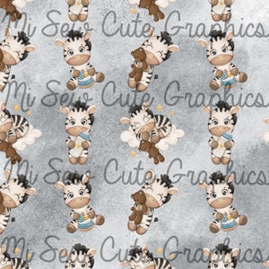 Baby Zebra Watercolor Seamless Pattern (Digital Design)