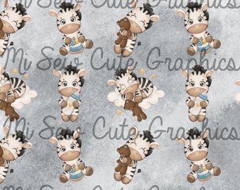 Baby Zebra Watercolor Seamless Pattern (Digital Design)