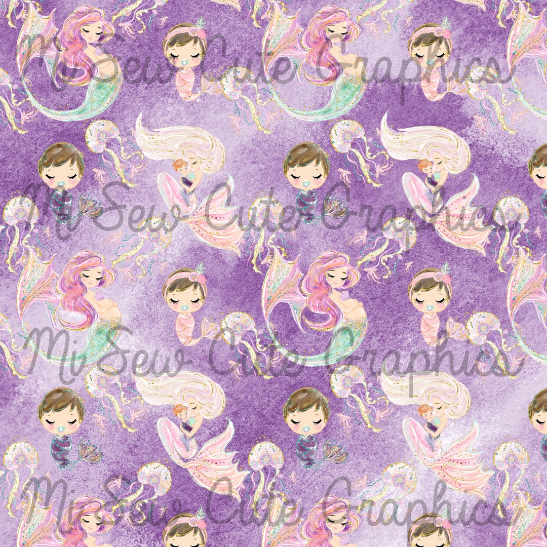 Meremere Pattern Mommy and Me Mermaid Seamless Pattern (digital Download) - Etsy