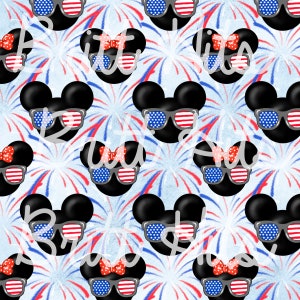 July Fourth Seamless, 4th of July Seamless, Flag Mouse, Mouse, Seamless Design, Instant Download