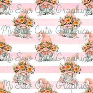 Floral Gnomes, Seamless Gnomes, Flowers, Pink Gnomes, Digital Download, Instant Download,