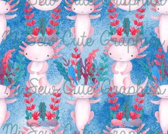 Digitale Axolotl-print, naadloos patroon (digitale download)