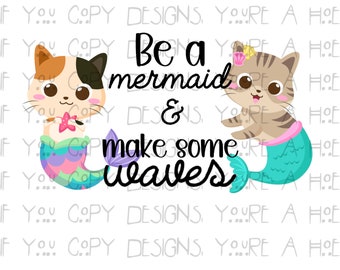 Mermaid Cat PNG, MerKitty Sublimation Image (Digital Download)