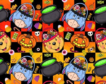 Halloween Honey Bear Seamless Pattern, Halloween Candy Design (Digital Download)