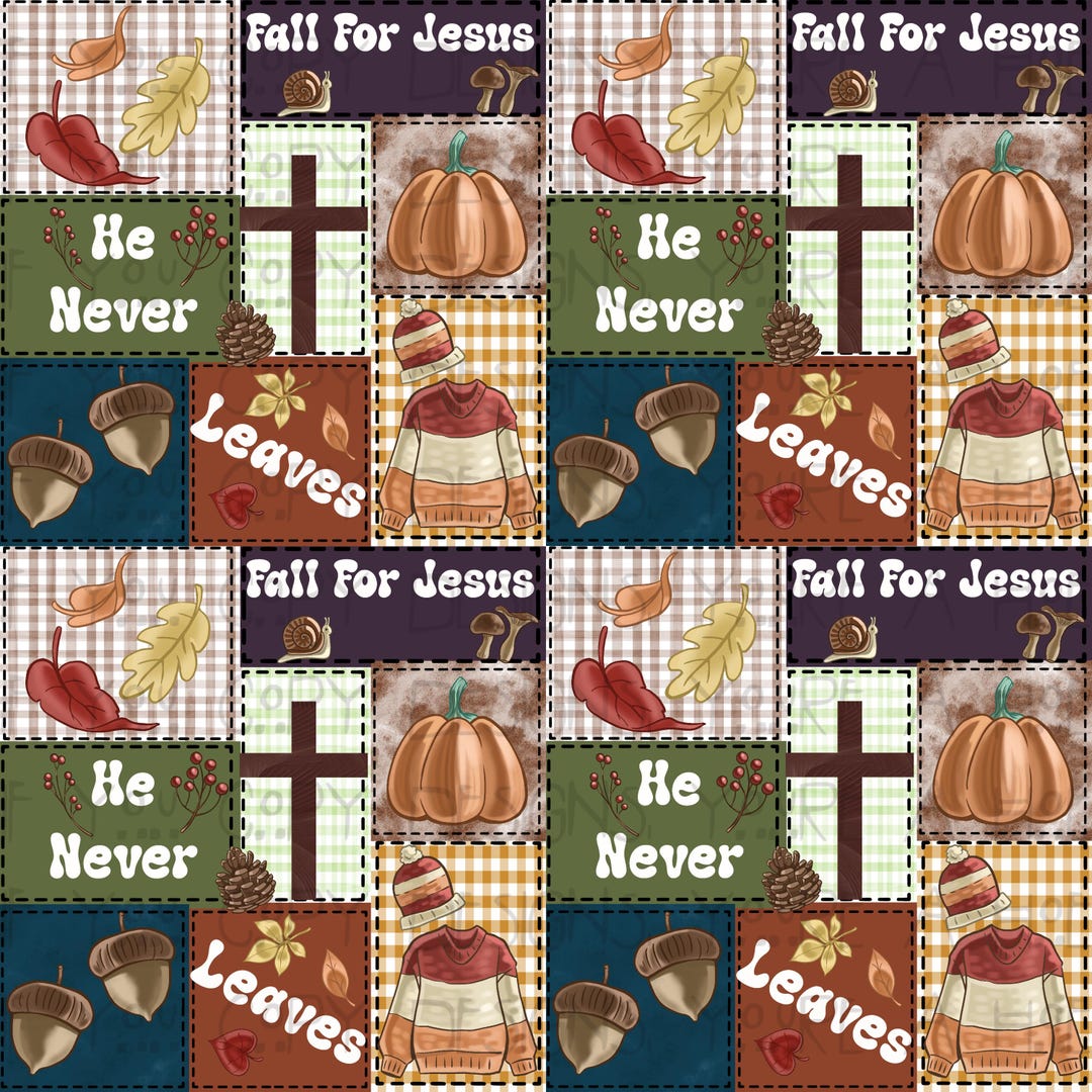 Fall for Jesus Seamless Patches, Christian Fall Design (digital ...
