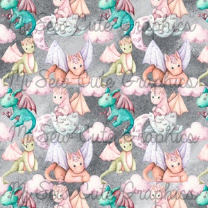 Seamless Dragon Pattern, Watercolor Dragons, Seamless Dragons, Seamless Watercolor Dragons, Seamless Pattern, Digital Design