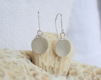 Frosty Clear Sea Glass Earrings