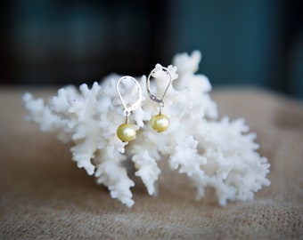 Chartreuse Freshwater Pearl Earrings