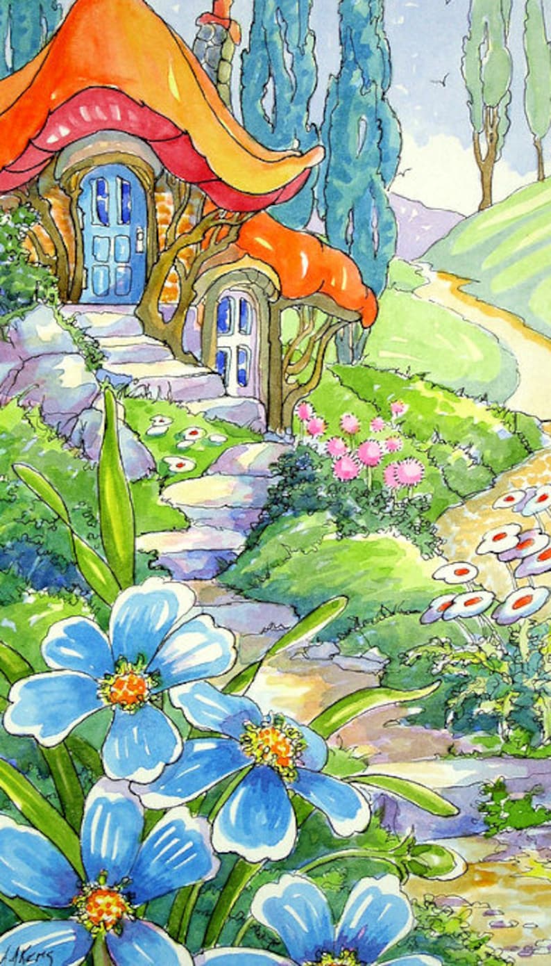 A Cottage Morning Whimsical Cottage Print From Storybook Cottage Series ...