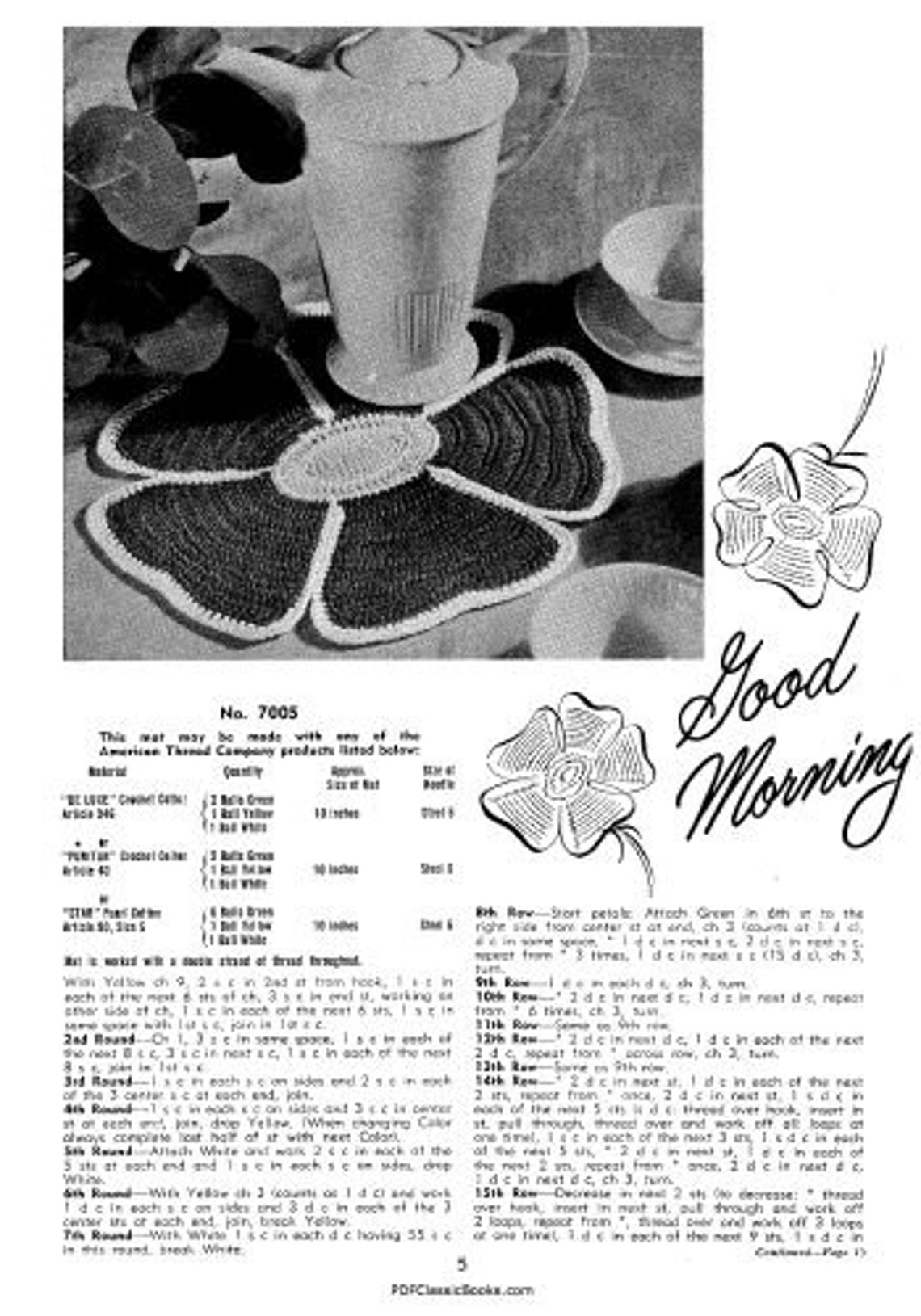 Hot Plate Mats in 14 Crochet Designs Star Book No.70 PDF Etsy