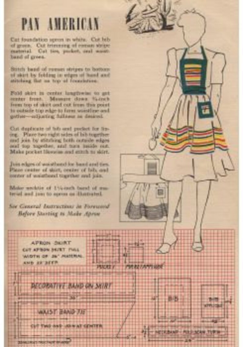 Ten All American Novel Aprons Patterns With Complete Cutting Etsy