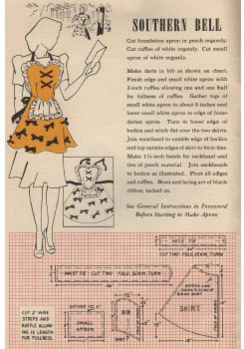 Ten All American Novel Aprons Patterns With Complete Cutting Etsy