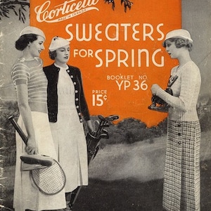 Hand-Knit Sweaters for Spring, Corticelli Pattern Book No.YP36, PDF