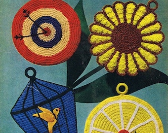 Pot Holders for Kitchen Pick-Me-Ups, Crochet Patterns, Coats & Clark Book No.294, PDF