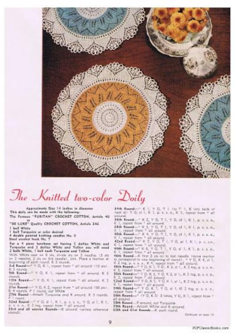 Star Book No.104 Doilies: Pineapples Hairpin Lace Flowers Ruffles Knitted Crocheted PDF